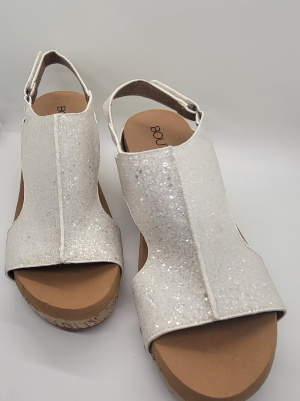Corkys Carley Women 7 White Glitter Wedge Sandals Studded Platform Espadrille - Picture 11 of 14